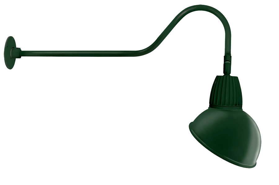 RAB Lighting Gooseneck, 13W, 4000K, 35 In. Arm, Angled Dome Flood, 15 In., Hunter Green, GN2LED13NADG