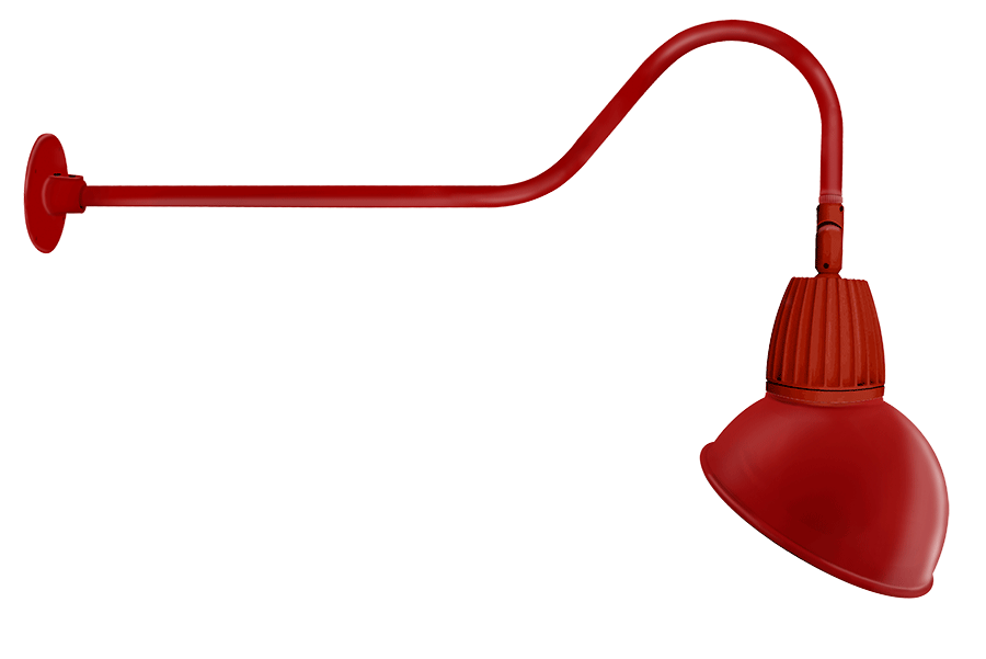 RAB Lighting Gooseneck, 26W, 3000K, 35 In. Arm, 15 In. Rectangular Angled Dome, Red, GN2LED26YRADR