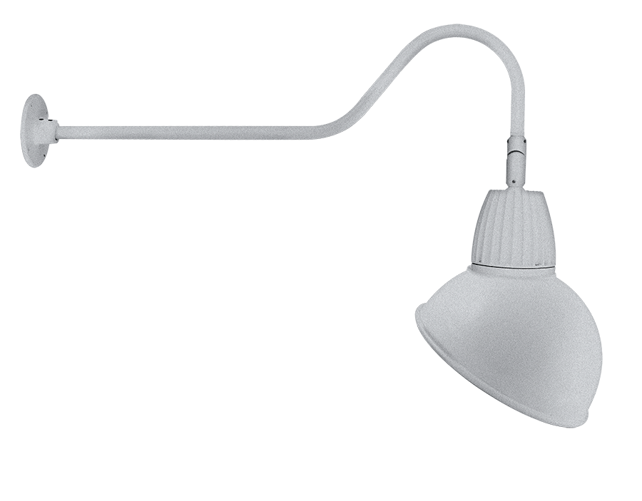 RAB Lighting Gooseneck, 26W, 4000K, 35 In. Arm, Angled Dome, Silver, GN2LED26NADS