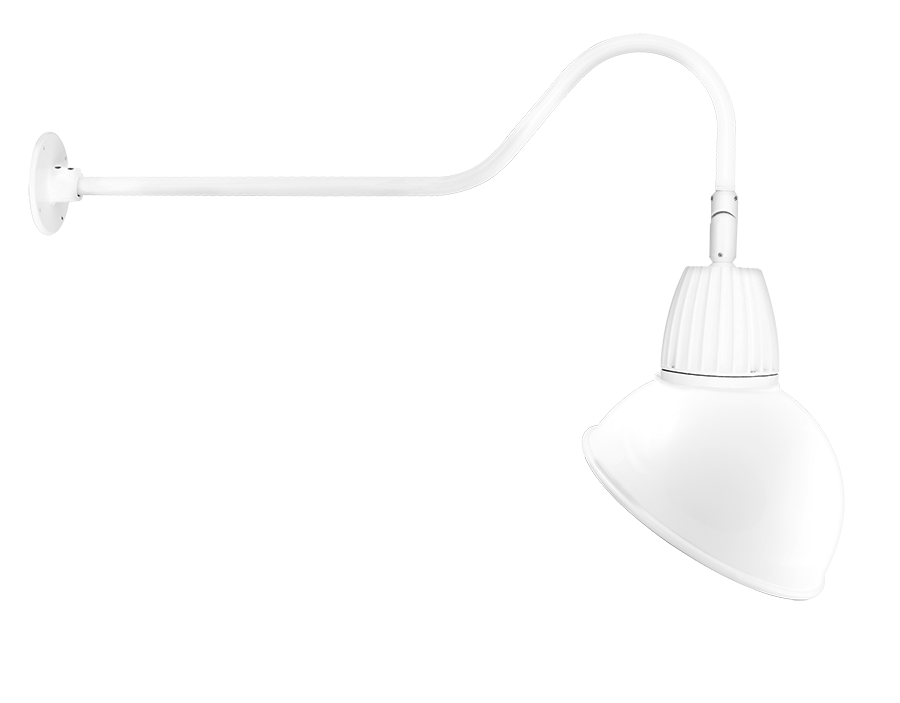 RAB Lighting Gooseneck, 26W, 4000K, 35 In. Arm, Angled Dome Flood, 15 In., White, GN2LED26NADW