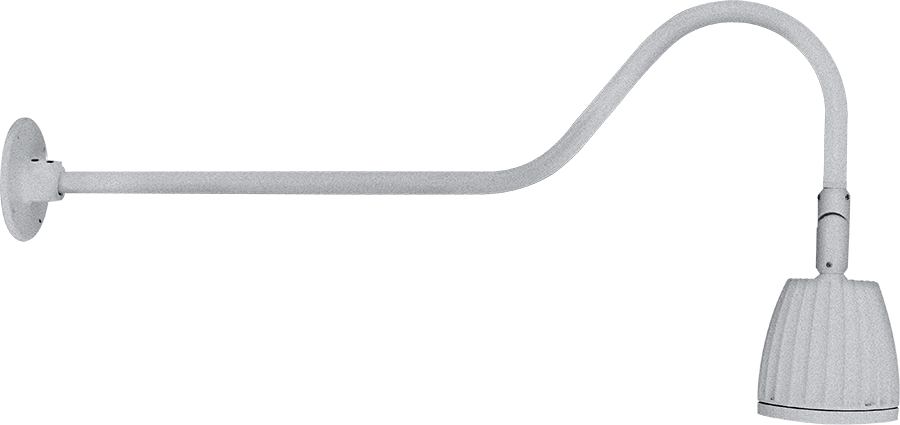 RAB Lighting Gooseneck, 13W, 3000K, 35 In. Arm, Spot, Silver, GN2LED13YS