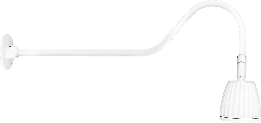 RAB Lighting Gooseneck, 26W, 4000K, 35 In. Arm, 15 In., White, GN2LED26NW