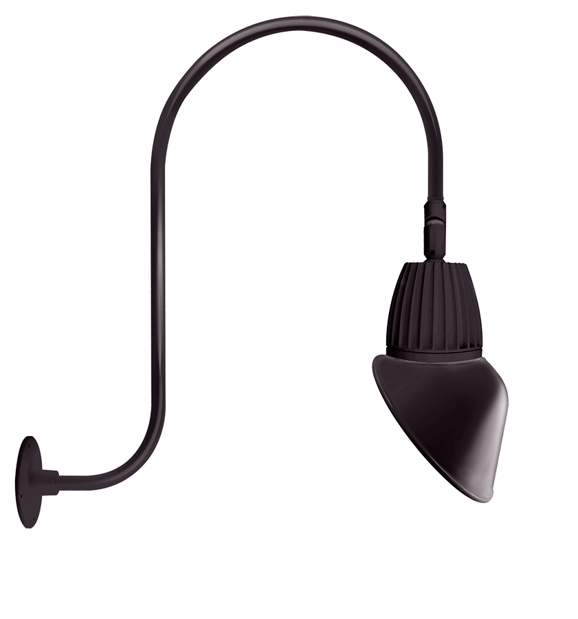 RAB Lighting Gooseneck, 26W, 4000K, 30 In. High, Angled Cone, Bronze, GN3LED26NAC11A