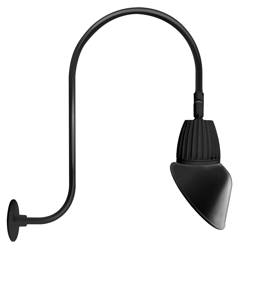 RAB Lighting Gooseneck, 13W, 3000K, Rectangular Angled, 11 In., Black, GN3LED13YRAC11B