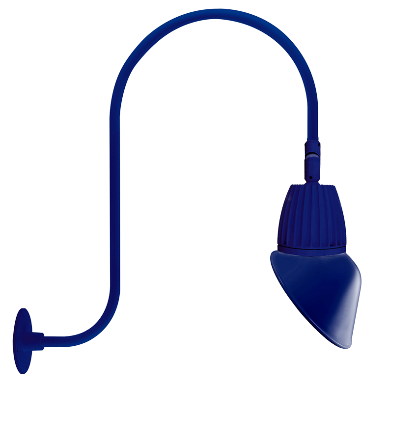 RAB Lighting Gooseneck, 13W, 3000K, 30 In. High, Angled Cone, 11 In., Royal Blue, GN3LED13YAC11BL