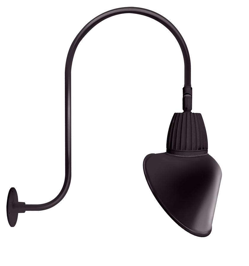 RAB Lighting Gooseneck, 26W, 3000K, Angled Cone Rectangular Flood, 15 In., 30 In. High, Bronze, GN3LED26YRACA