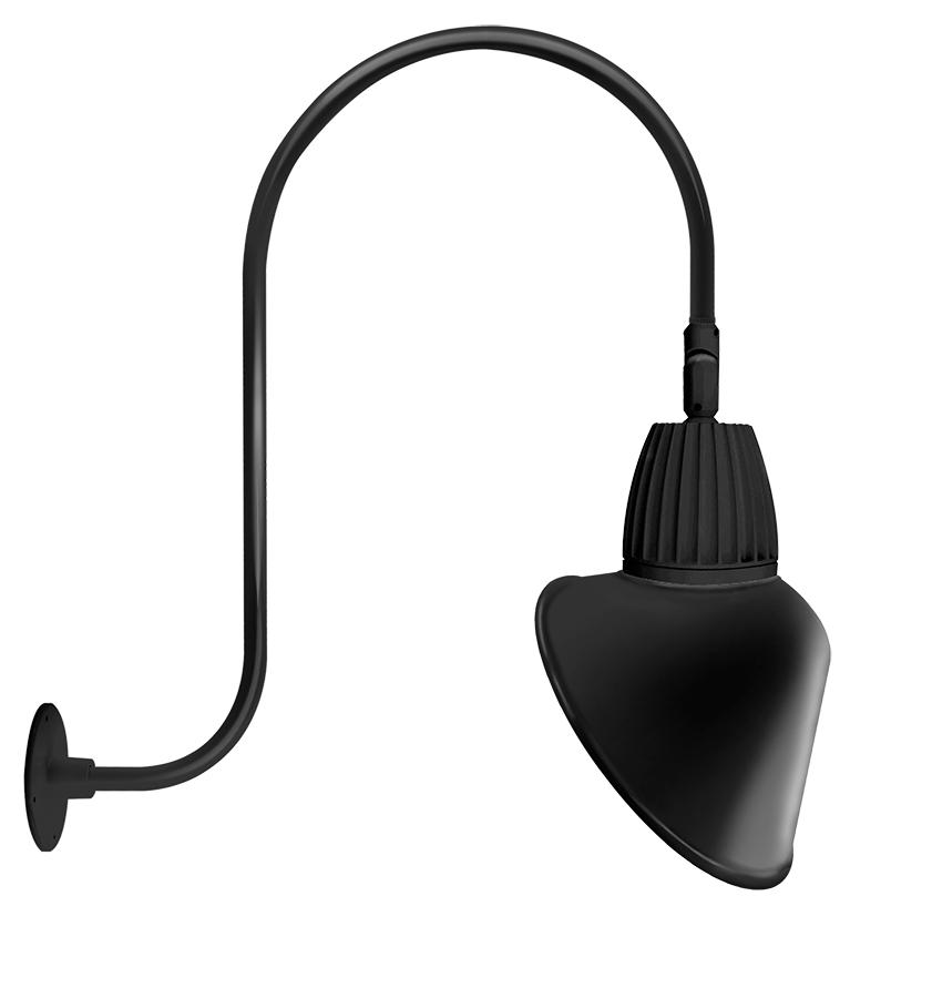 RAB Lighting Gooseneck, 13W, 3000K, Rectangular Angled, 15 In., Black, GN3LED13YRACB