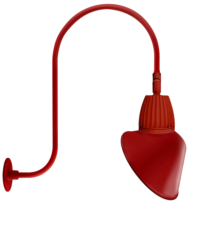 RAB Lighting Gooseneck, 26W, 4000K, 30 In. High, Angled Cone, Red, GN3LED26NACR