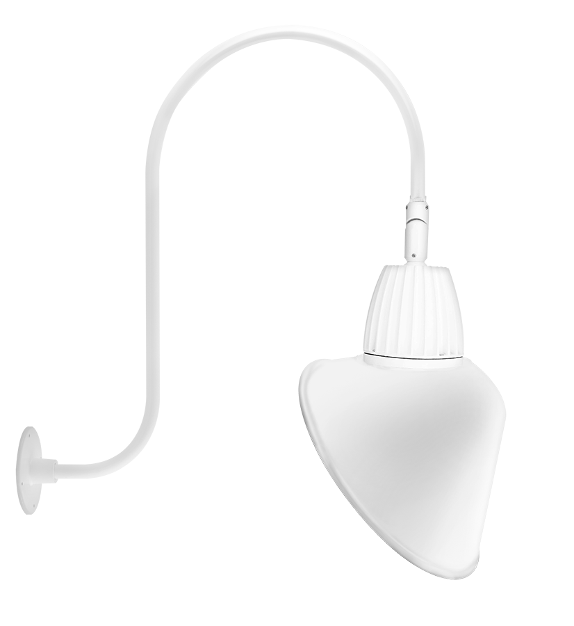 RAB Lighting Gooseneck, 13W, 3000K, Angled Cone, 15 In., White, GN3LED13YACW