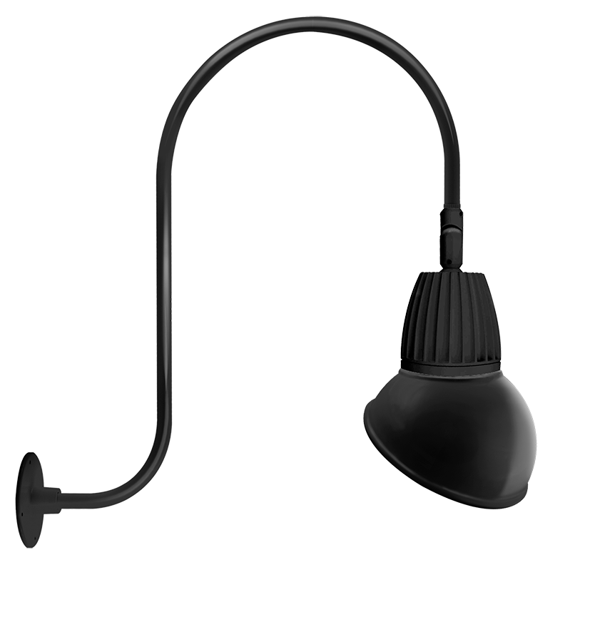 RAB Lighting Gooseneck, 13W, 4000K, Angled Dome Flood, 11 In., 30 In. H, Bronze, GN3LED13NAD11A