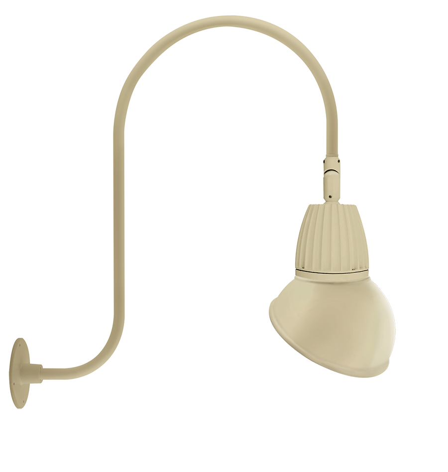 RAB Lighting Gooseneck, 13W, 4000K, Angled Dome Flood, 11 In., 30 In. H, Ivory, GN3LED13NAD11I
