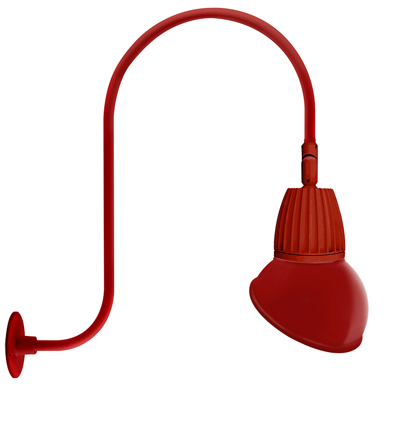 RAB Lighting Gooseneck, 13W, 4000K, Angled Dome Rectangular, 11 In., Red, GN3LED13NRAD11R