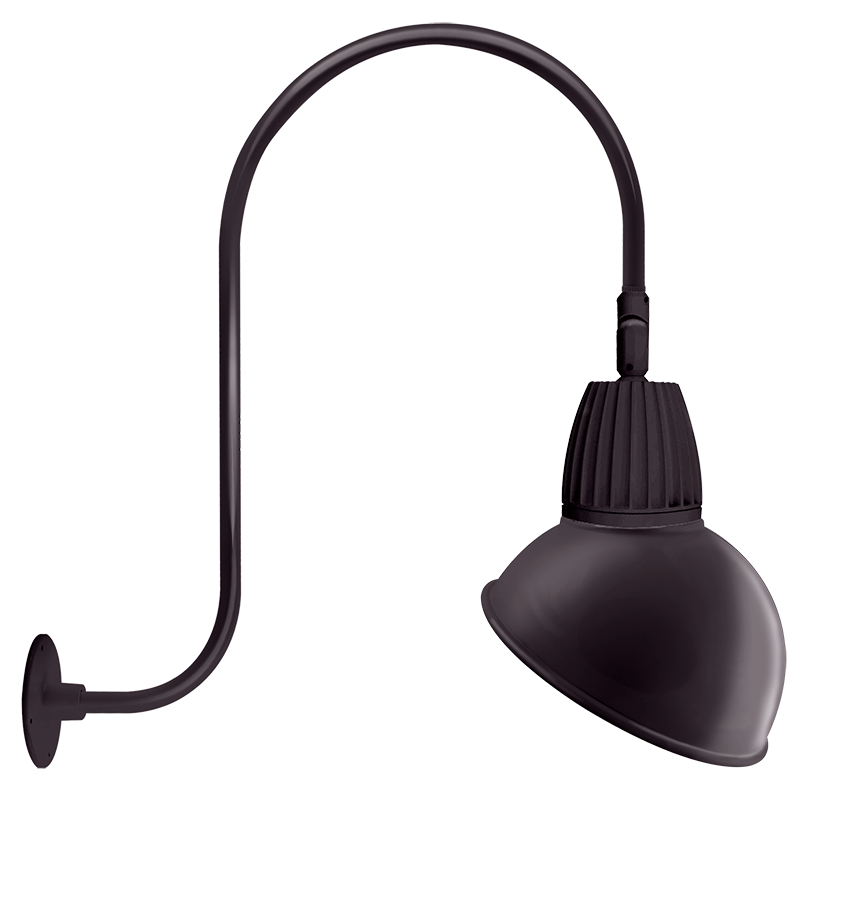 RAB Lighting Gooseneck, 13W, 4000K, Angled Dome Flood, 15 In., 30 In. H, Bronze, GN3LED13NADA
