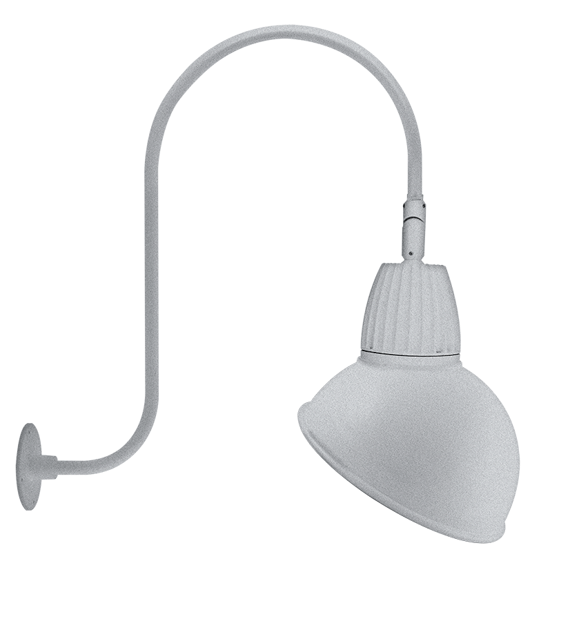 RAB Lighting Gooseneck, 26W, 4000K, 30 In. High, Angled Dome, Silver, GN3LED26NADS