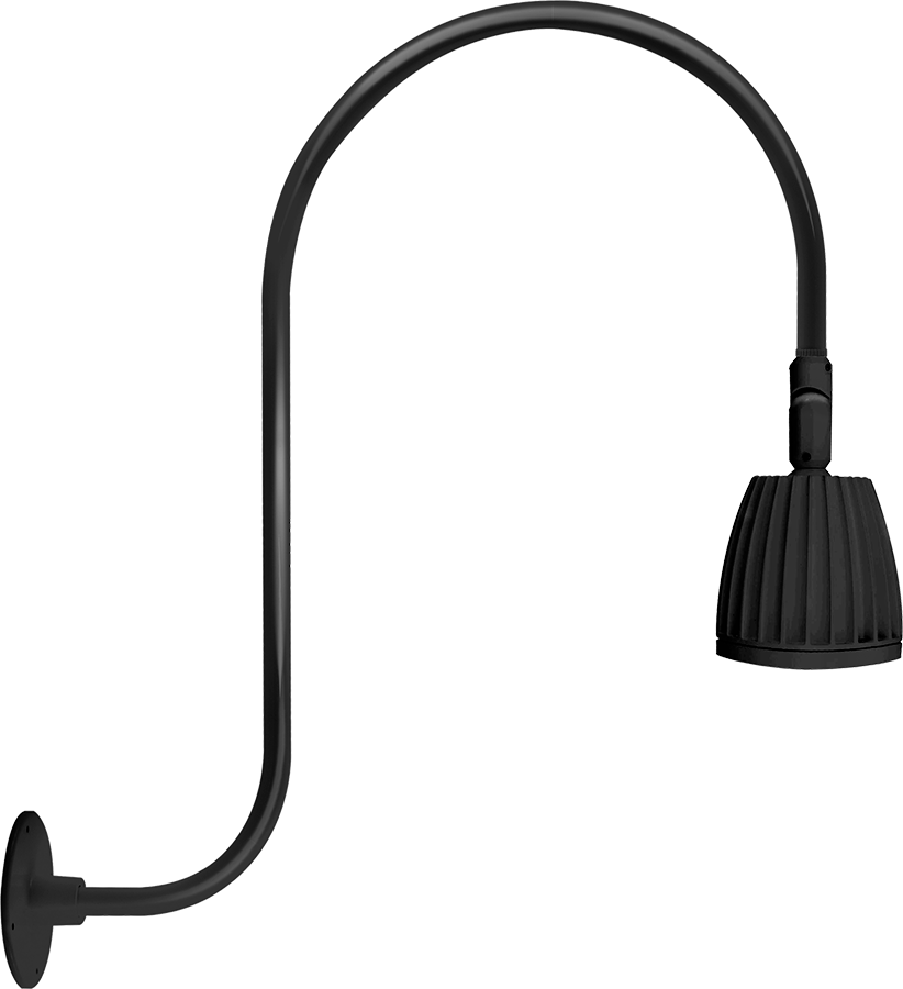 RAB Lighting GN3 Gooseneck, 26W, 4000K, Rectangular, 15 In., Black, GN3LED26NRB