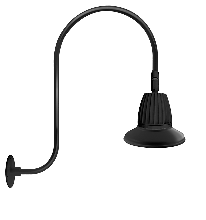 RAB Lighting GN3 Gooseneck, 26W, 4000K, Straight Shade Flood, 11 In., Black, GN3LED26NST11B
