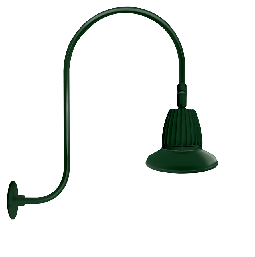 RAB Lighting GN3 Gooseneck, 26W, 4000K, Straight Shade Spot, 11 In., Hunter Green, GN3LED26NSST11G