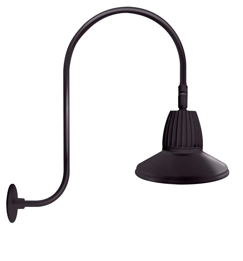 RAB Lighting Gooseneck, 13W, 3000K, 30 In. High, Straight Shade, Bronze, GN3LED13YSTA