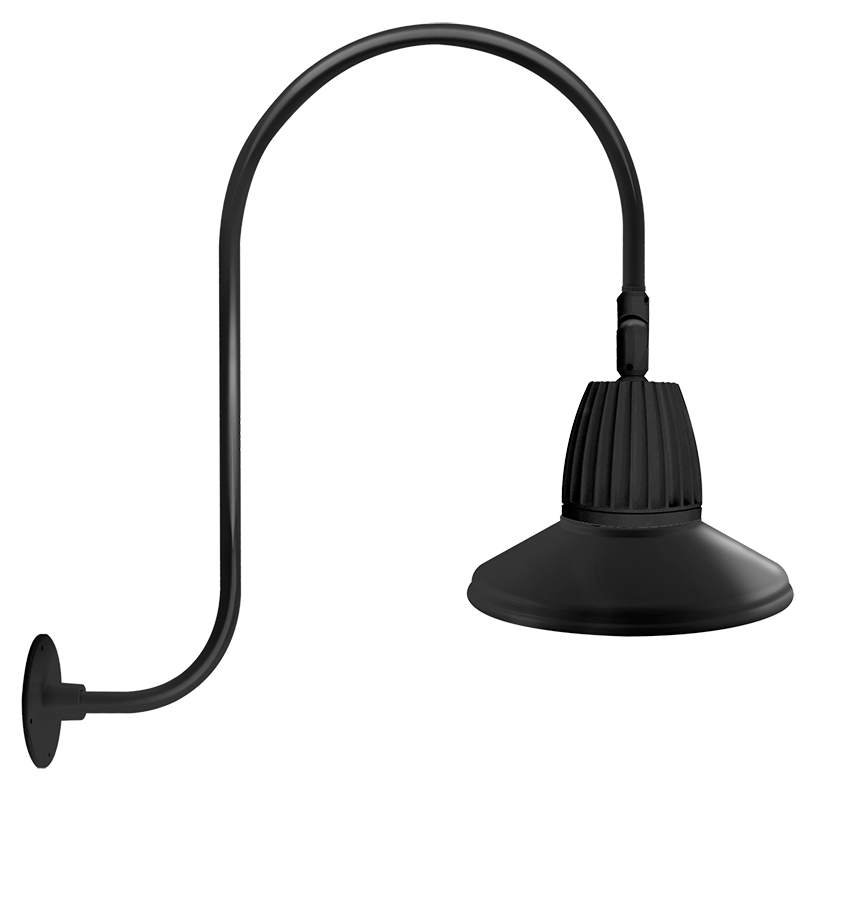 RAB Lighting Gooseneck, 13W, 4000K, 30 In. High, Flood, 15 In., Black, GN3LED13NSTB