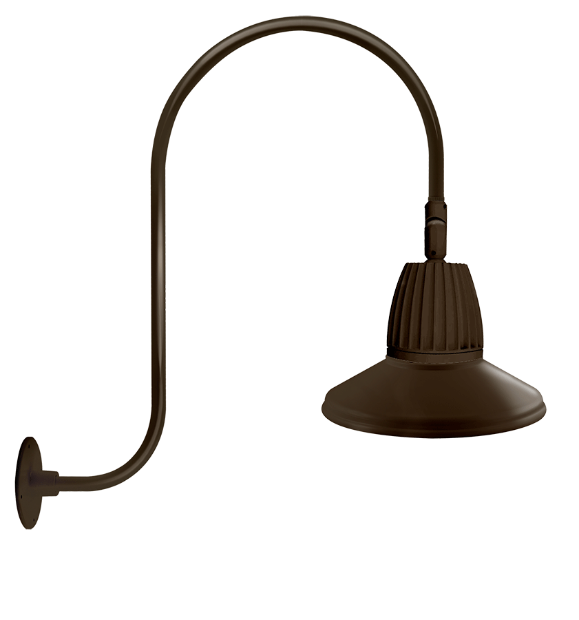 RAB Lighting GN3 Gooseneck, 26W, 4000K, Straight Shade Spot, 15 In., Brown, GN3LED26NSSTBWN