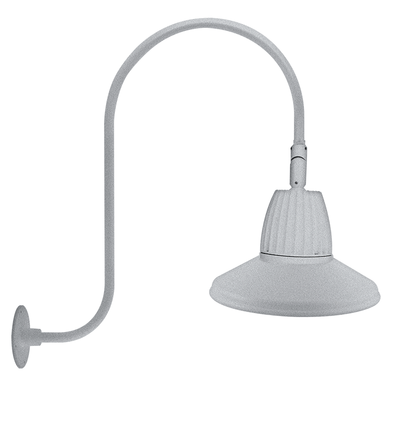 RAB Lighting Gooseneck, 13W, 4000K, 30 In. High, Straight Shade, 15 In., Silver, GN3LED13NRSTS