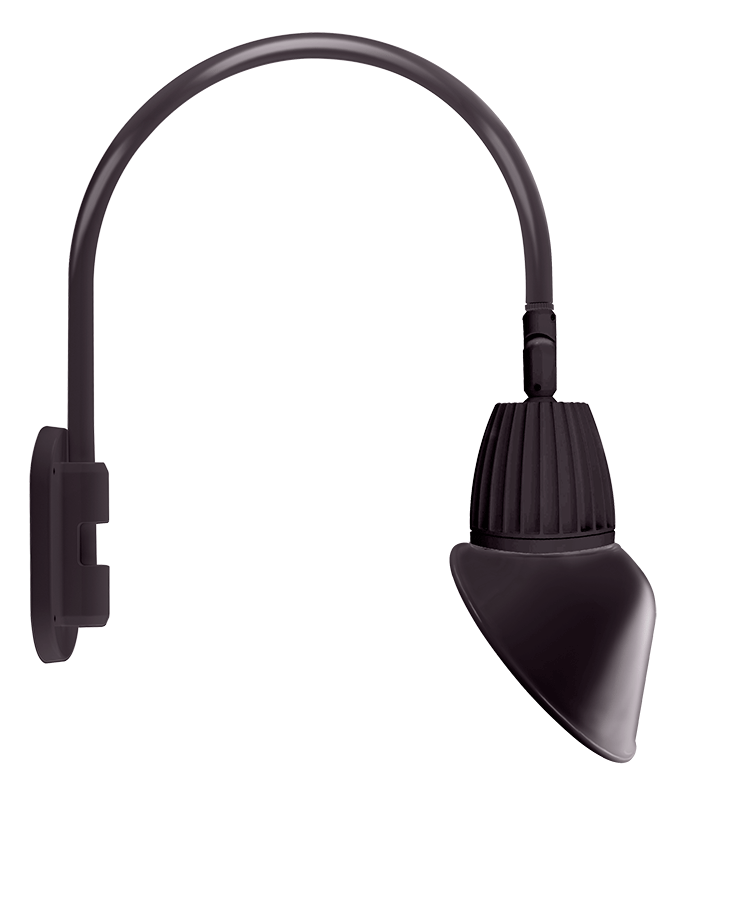 RAB Lighting Gooseneck Light, 13W, 4000K, Angled Cone, 11 In., Bronze, GN4LED13NAC11A