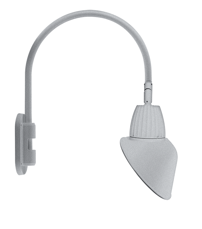 RAB Lighting Gooseneck, 26W, 3000K, Angled Cone, 11 In., Silver, GN4LED26YAC11S