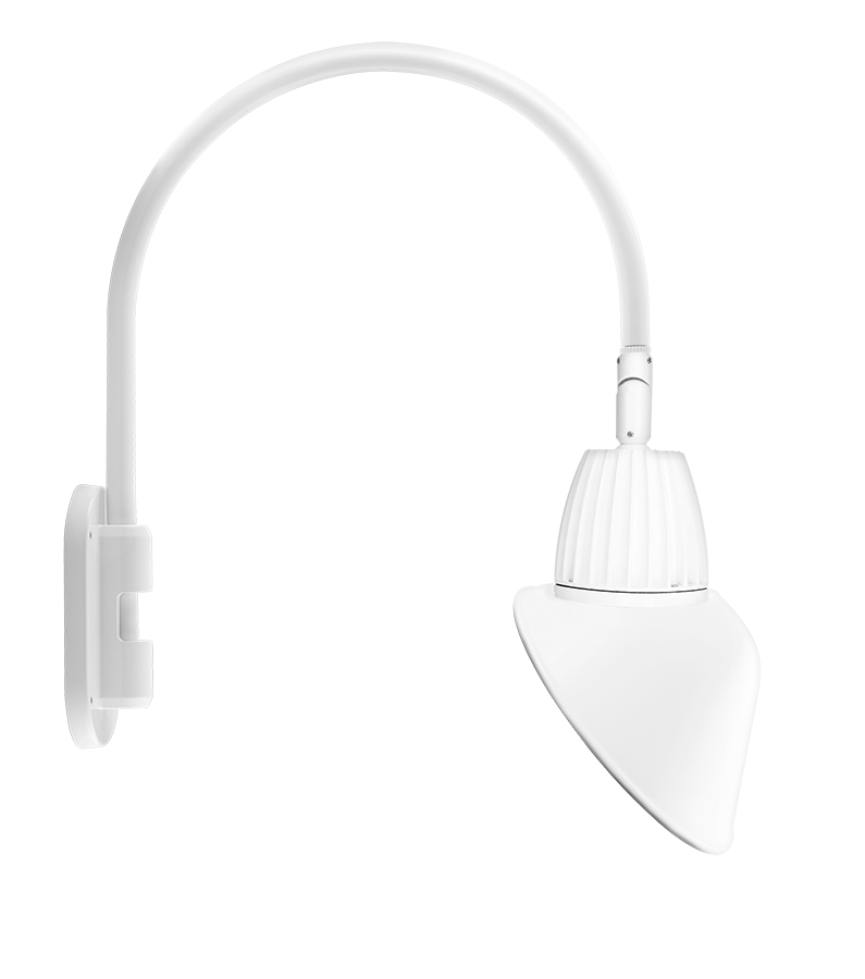 RAB Lighting Gooseneck Light, 13W, 4000K, Angled Cone Flood, 11 In., White, GN4LED13NAC11W