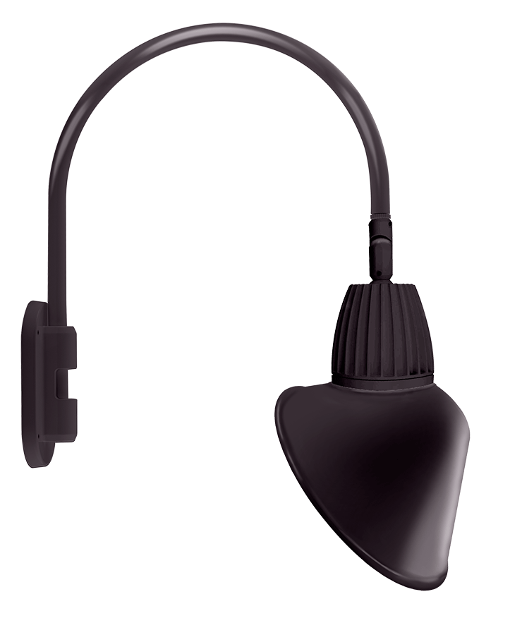 RAB Lighting Gooseneck, 26W, 3000K, Angled Cone, 20 In. High, Bronze, GN4LED26YACA
