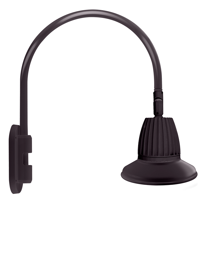 RAB Lighting Gooseneck, 13W, 4000K, Straight Shade, 11 In., Bronze, GN4LED13NRST11A