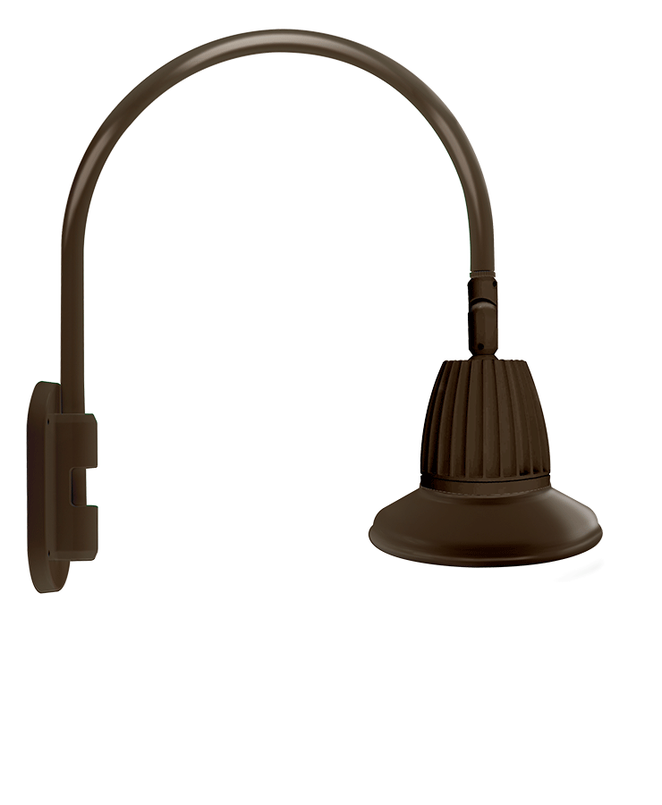 RAB Lighting Gooseneck, 13W, 4000K, Straight Shade Spot, 11 In., Brown, GN4LED13NSST11BWN