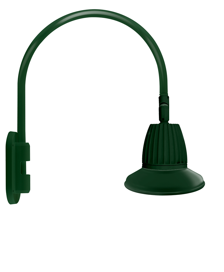 RAB Lighting Gooseneck, 13W, 3000K, Straight Shade, 11 In., Hunter Green, GN4LED13YST11G