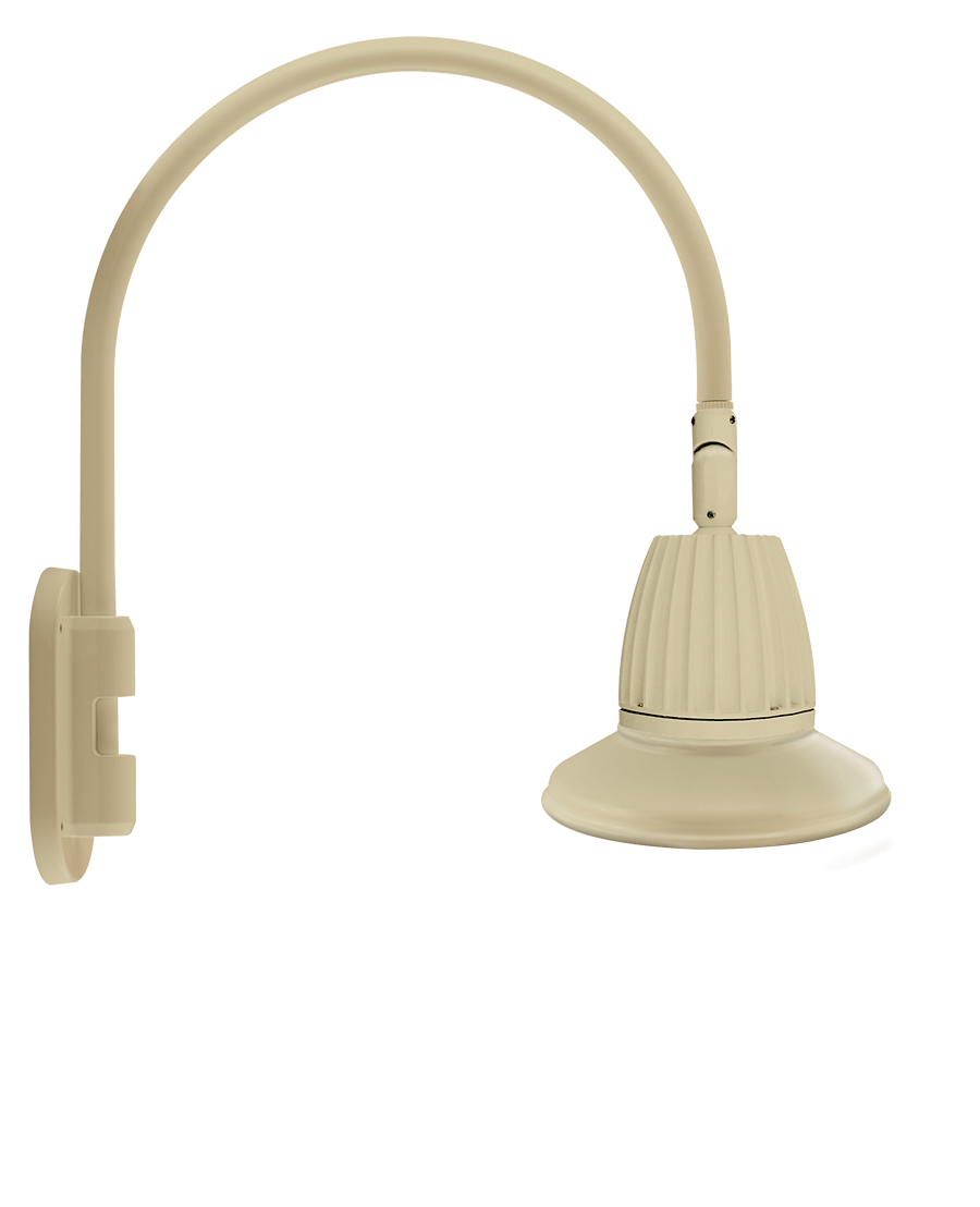 RAB Lighting Gooseneck, 13W, 3000K, Straight Shade, 11 In., Ivory, GN4LED13YST11I