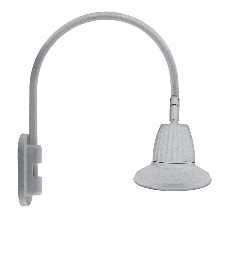 RAB Lighting Gooseneck, 26W, 4000K, Straight Shade, 11 In., Silver, GN4LED26NST11S