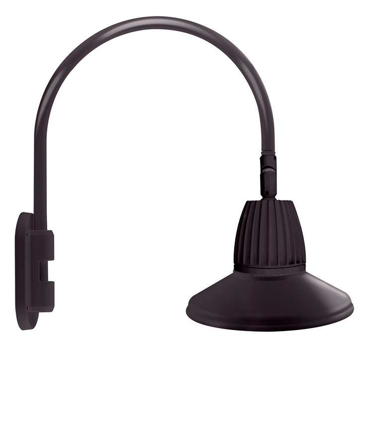 RAB Lighting Gooseneck, 26W, 4000K, Straight Shade, 15 In., Bronze, GN4LED26NSTA