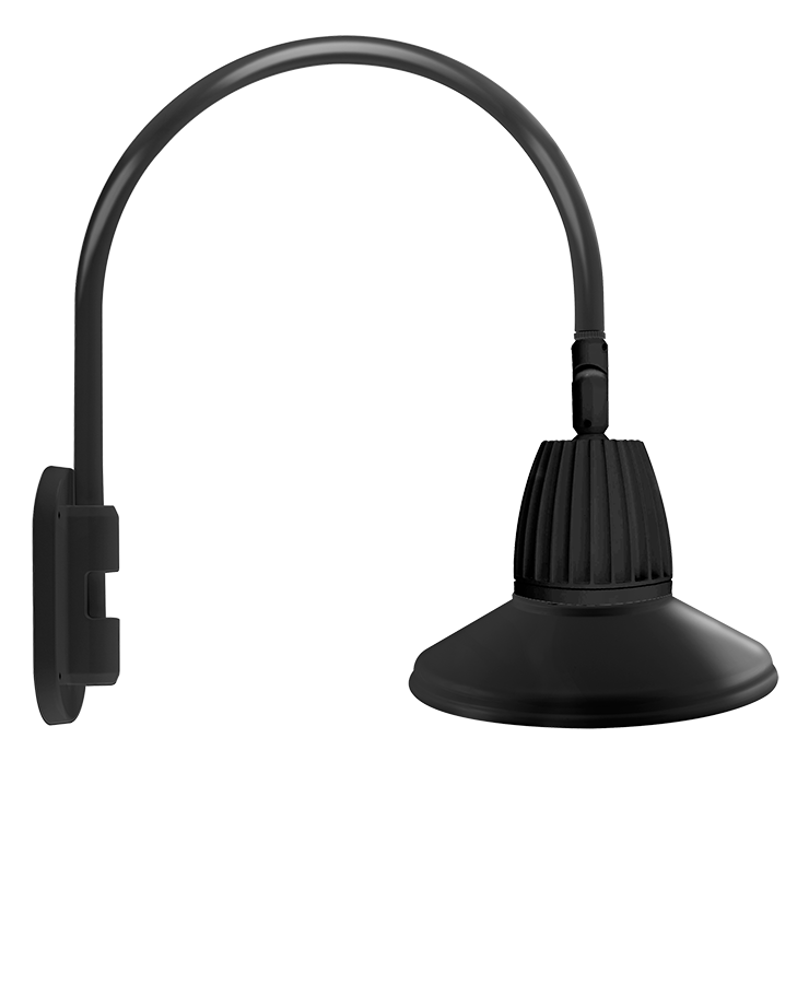 RAB Lighting Gooseneck, 26W, 4000K, Flood Shade, 15 In., Black, GN4LED26NSTB