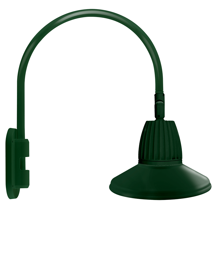 RAB Lighting Gooseneck, 13W, 4000K, Straight Shade, 15 In., Hunter Green, GN4LED13NSTG