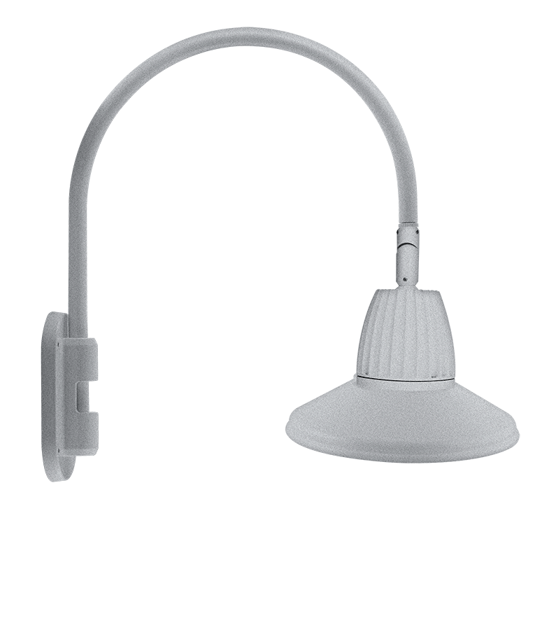 RAB Lighting Gooseneck, 13W, 3000K, Straight Shade, 15 In., Silver, GN4LED13YSTS