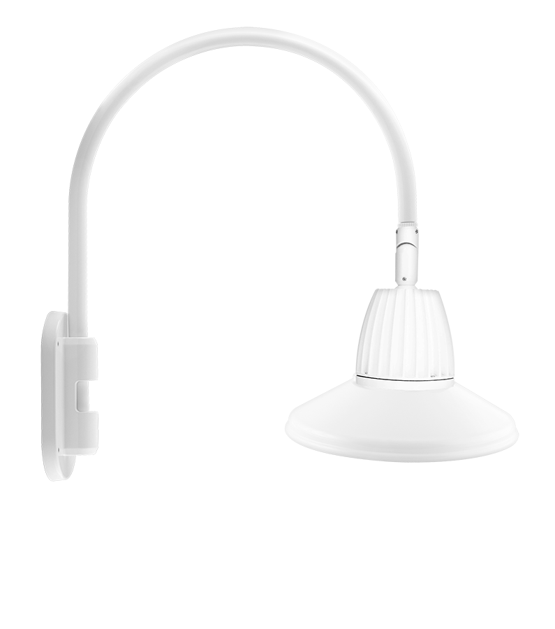 RAB Lighting Gooseneck, 26W, 3000K, Straight Shade Rectangular, 20 In. High, White, GN4LED26YRSTW