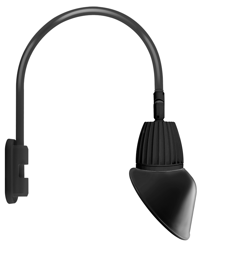 RAB Lighting Gooseneck, 13W, 4000K, Angled Cone Rectangular, 11 In., Bronze, GN5LED13NRAC11A