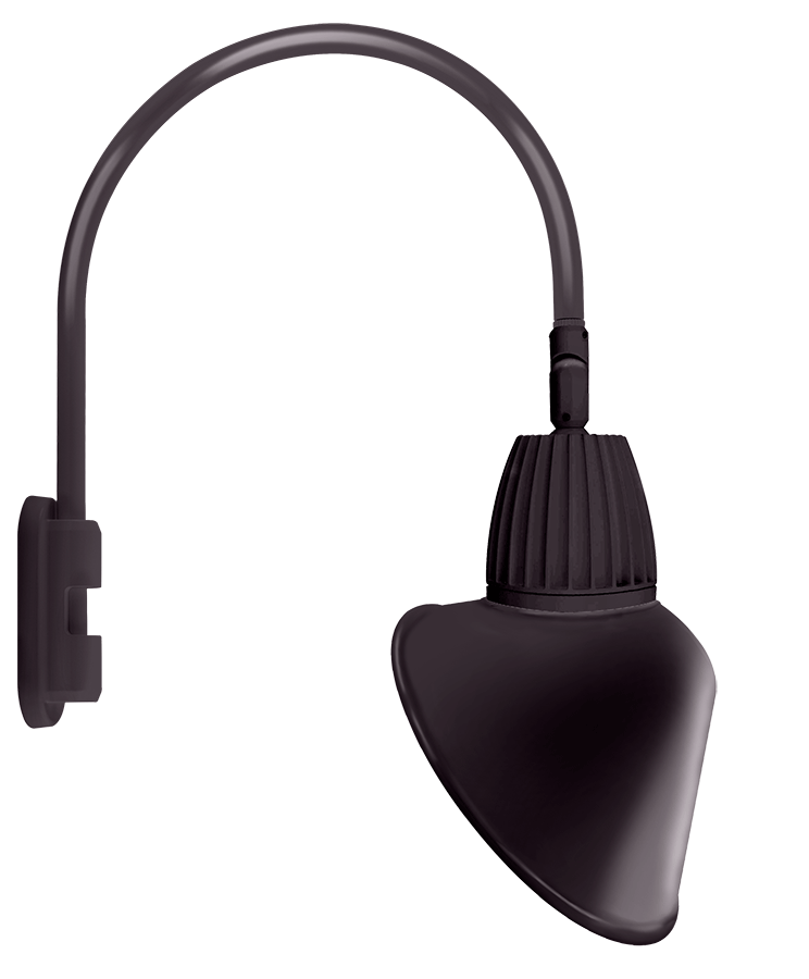 RAB Lighting Gooseneck Light, 26W, 3000K, Angled Cone Rectangular 15 In., Bronze, GN5LED26YRACA