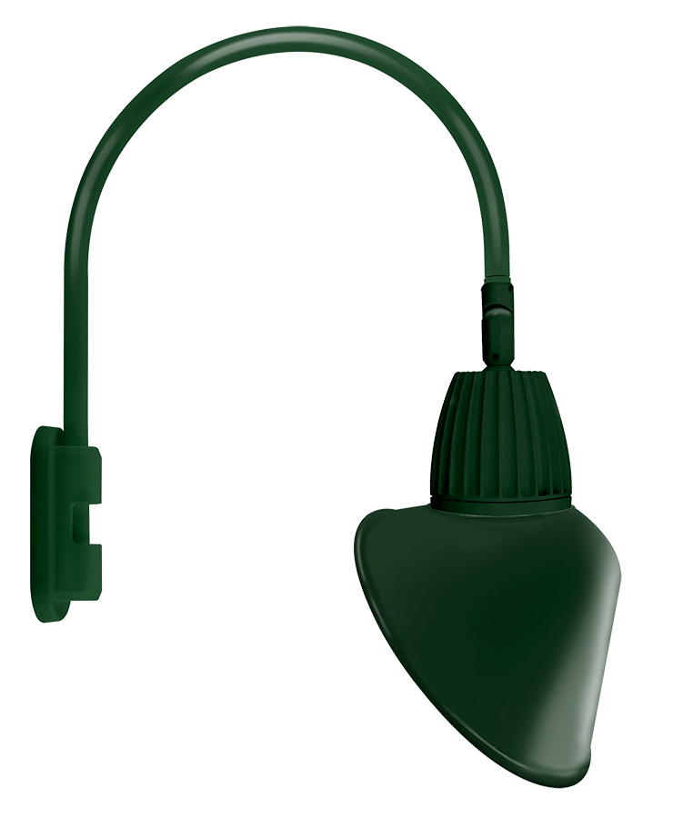 RAB Lighting Gooseneck, 13W, 3000K, Angled Cone, 15 In., Hunter Green, GN5LED13YACG