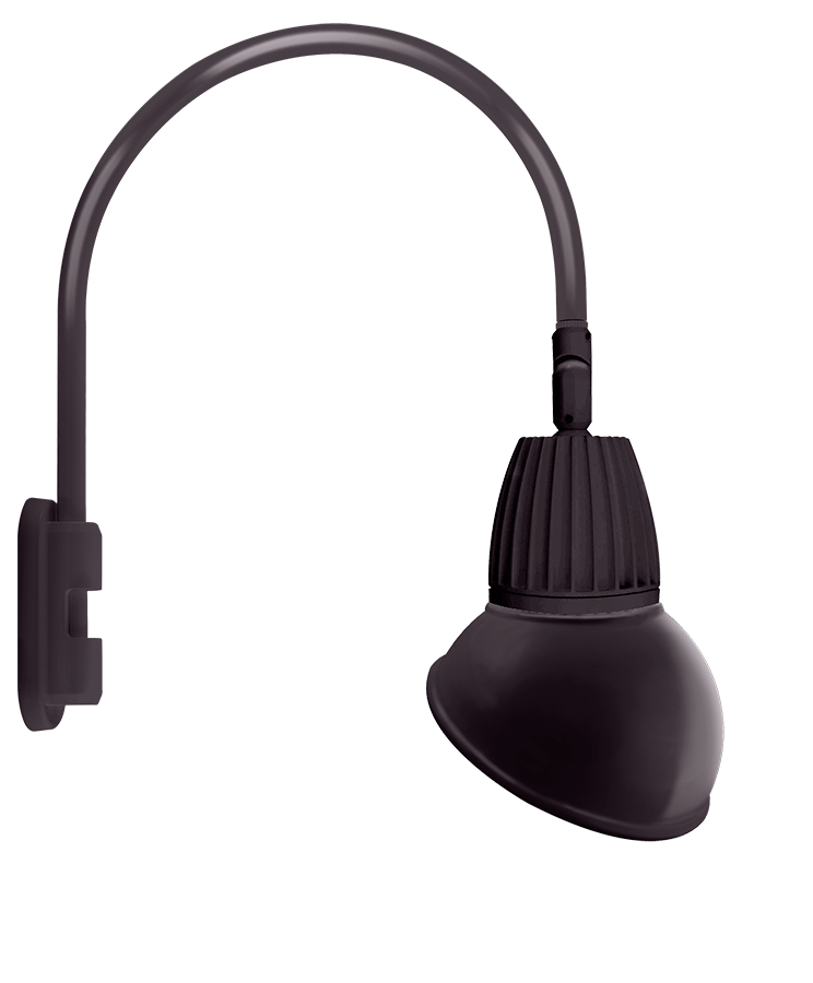 RAB Lighting GN5 Gooseneck Light, 26W, 4000K, 839 lm, Angled Dome, 11 In., Bronze, GN5LED26NAD11A