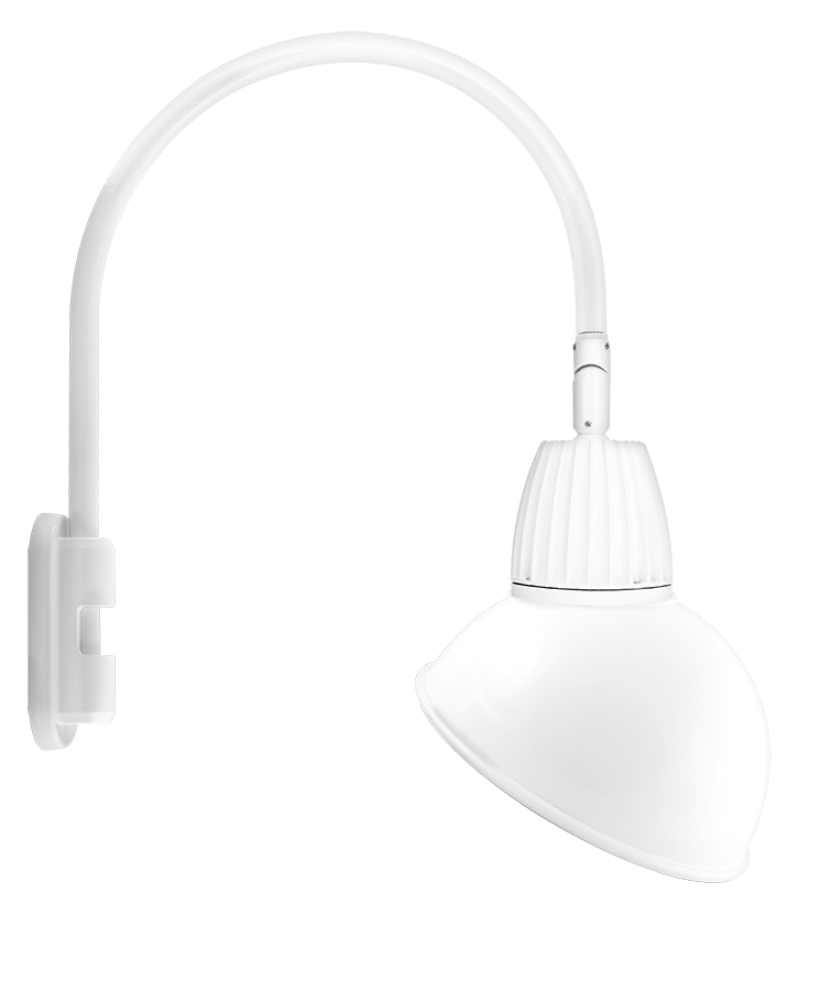 RAB Lighting Gooseneck, 13W, 4000K, Angled Dome Flood, 15 In., White, GN5LED13NADW