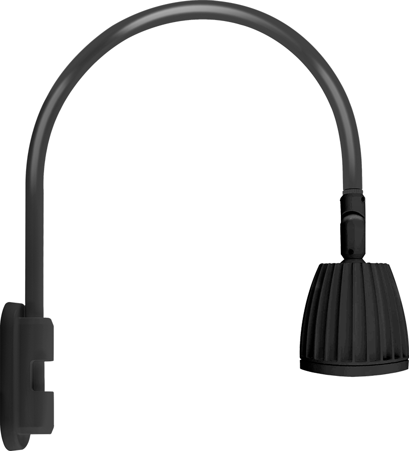 RAB Lighting Gooseneck, 13W, 4000K, Rectangular, 15 In., Black, GN5LED13NRB
