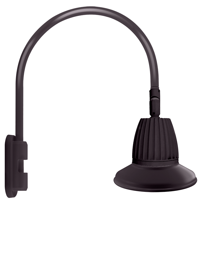 RAB Lighting GN5 Gooseneck Light, 26W, 4000K, 1,319 lm, Straight Shade, 11 In., Bronze, GN5LED26NRST11A