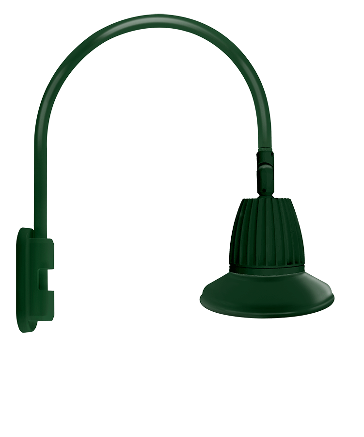 RAB Lighting Gooseneck, 13W, 4000K, Straight Shade Flood, 11 In., Hunter Green, GN5LED13NST11G