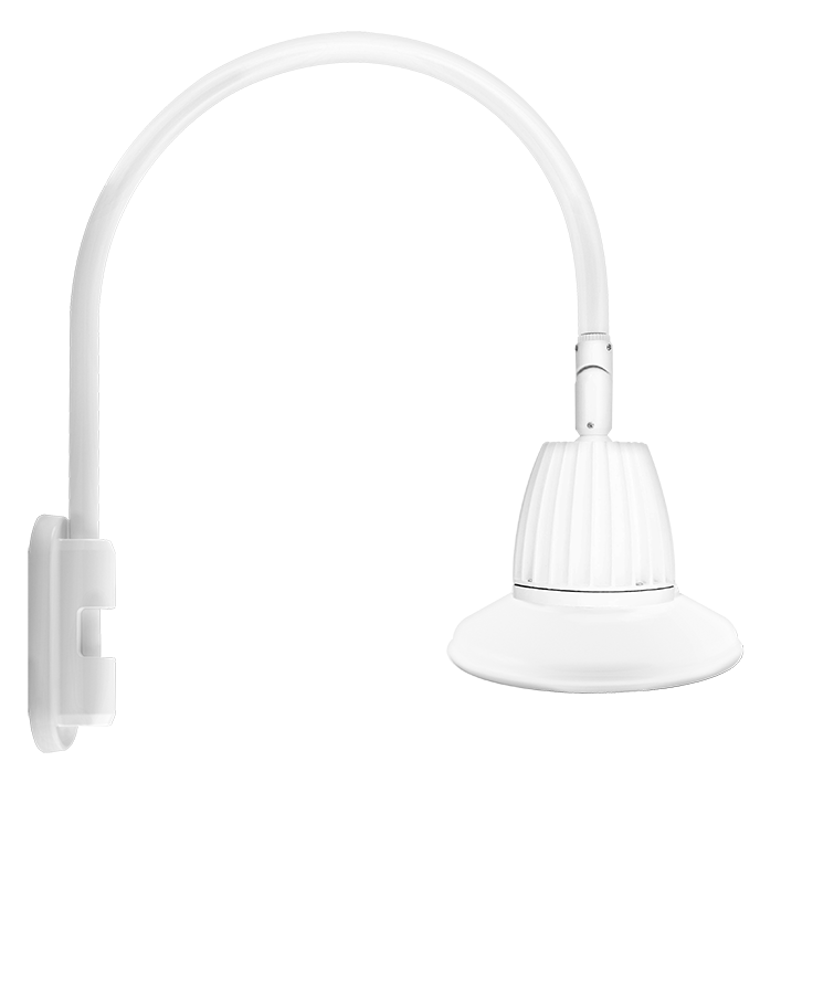 RAB Lighting Gooseneck, 13W, 4000K, Straight Shade Rectangular, 11 In., White, GN5LED13NRST11W