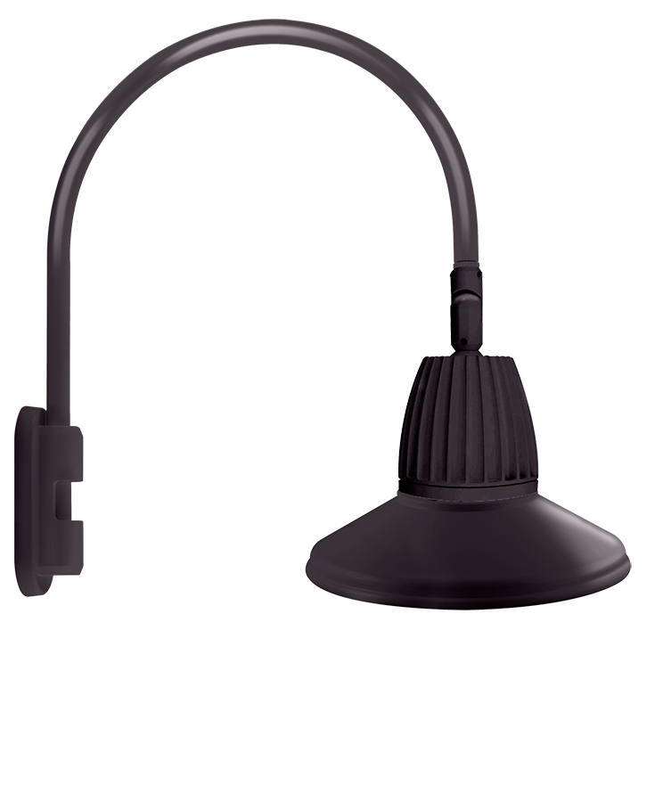 RAB Lighting Gooseneck, 26W, 3000K, Flood Shade, 15 In., Bronze, GN5LED26YSTA