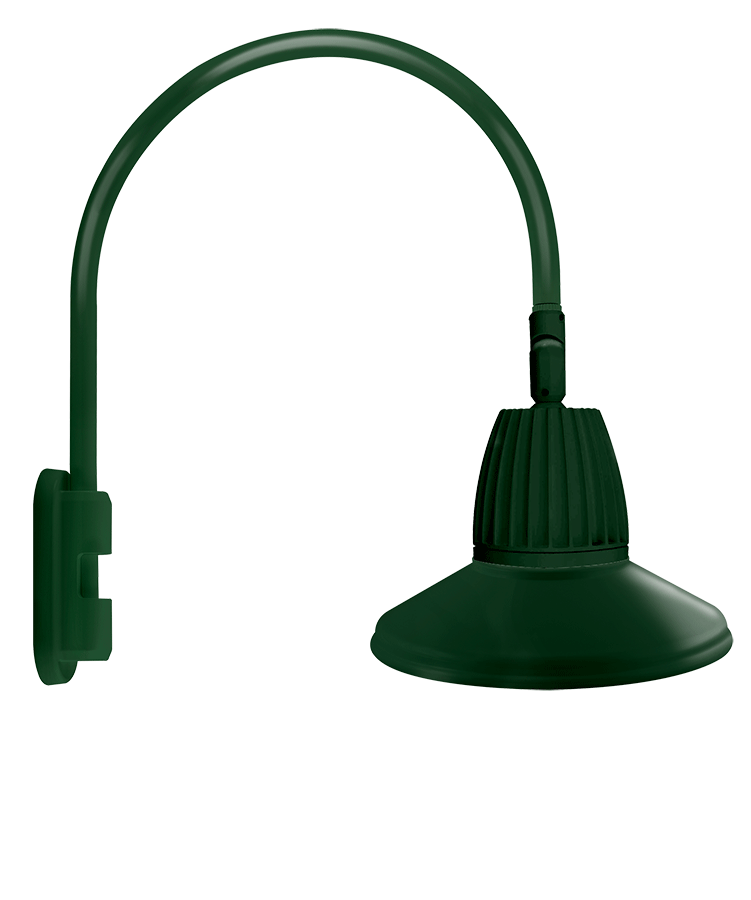 RAB Lighting Gooseneck Light, 26W, 4000K, Straight Shade Flood 15 In., Hunter Green, GN5LED26NSTG